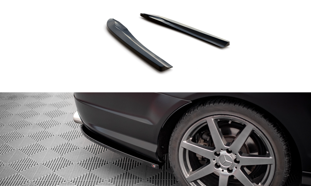 Maxton Heck Ansatz Flaps Diffusor für Mercedes-Benz C Coupe / Limousine / Kombi  AMG-Line C204 / W204 Facelift / S204 Facelift schwarz Hochglanz
