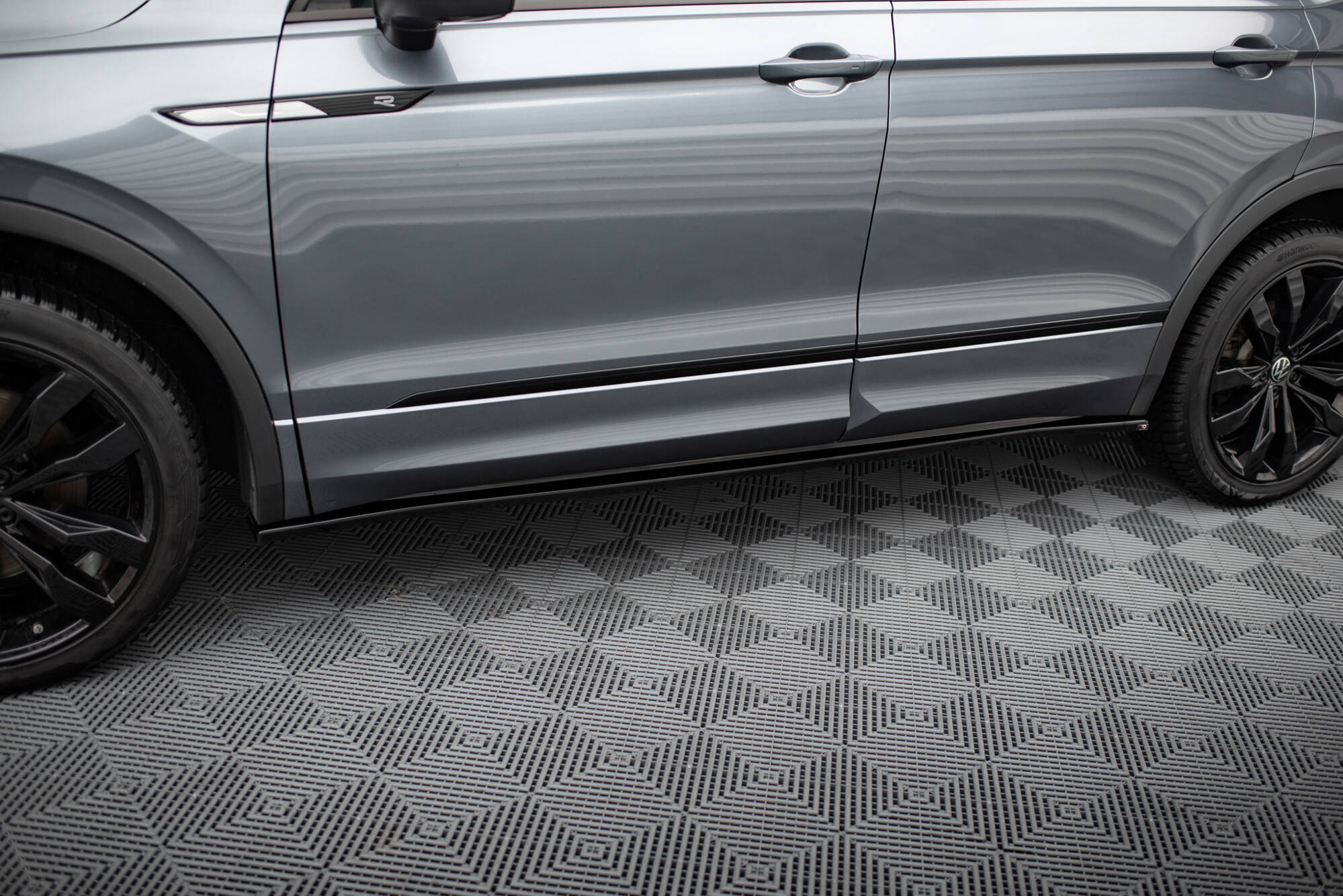 Maxton Seitenschweller Ansatz für VW Tiguan Allspace Mk2 schwarz Hochglanz