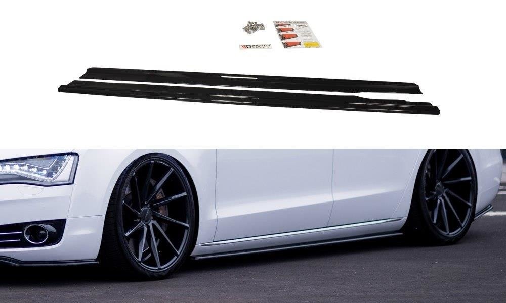 Maxton Seitenschweller Ansatz für Audi A8 D4 Carbon Look