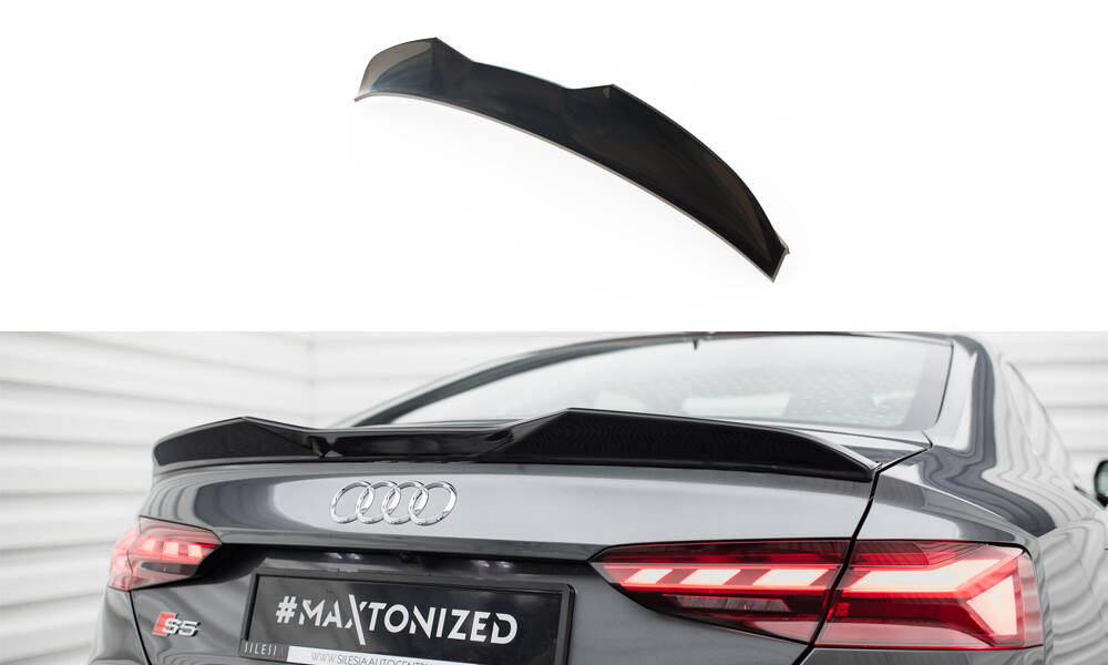 Maxton Spoiler CAP 3D passend für S5 Coupe / A5 S-Line Coupe F5 Facelift schwarz Hochglanz