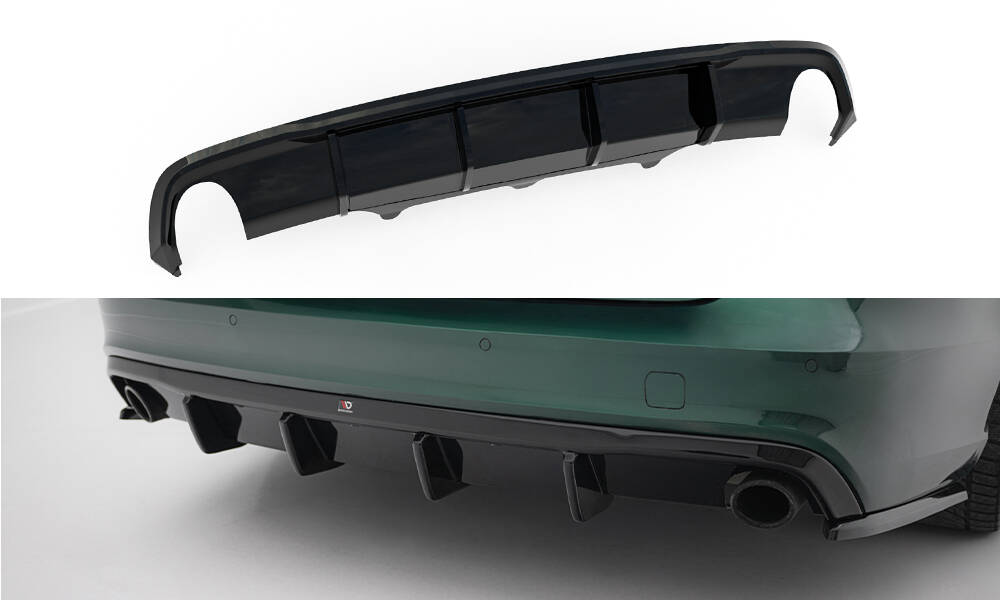 Maxton Diffusor Heck Ansatz für Audi A6 S-line Avant C7  schwarz Hochglanz