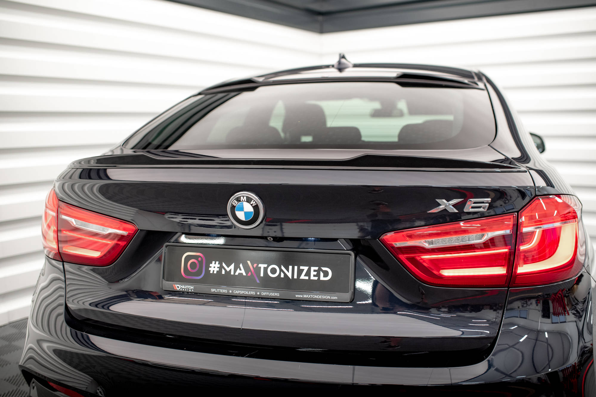 Maxton Spoiler CAP 3D für V.1 BMW X6 F16 M-Paket / X6 M F86 schwarz Hochglanz